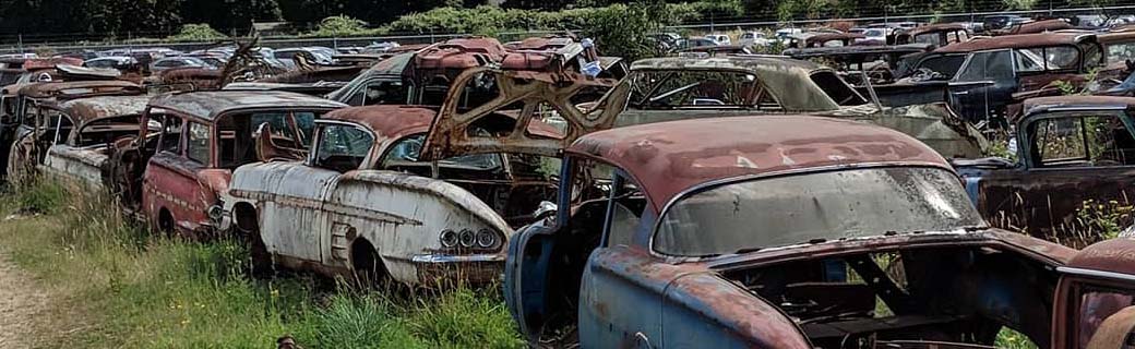 Row of Impalas being parted out at All American Classics