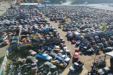 Aerial photo of parts cars at All American Classics